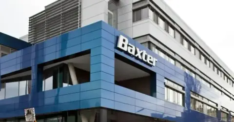 Logo Baxter — cliente da THE Montagens Industriais (obras industriais, instalações elétricas e manutenção predial)